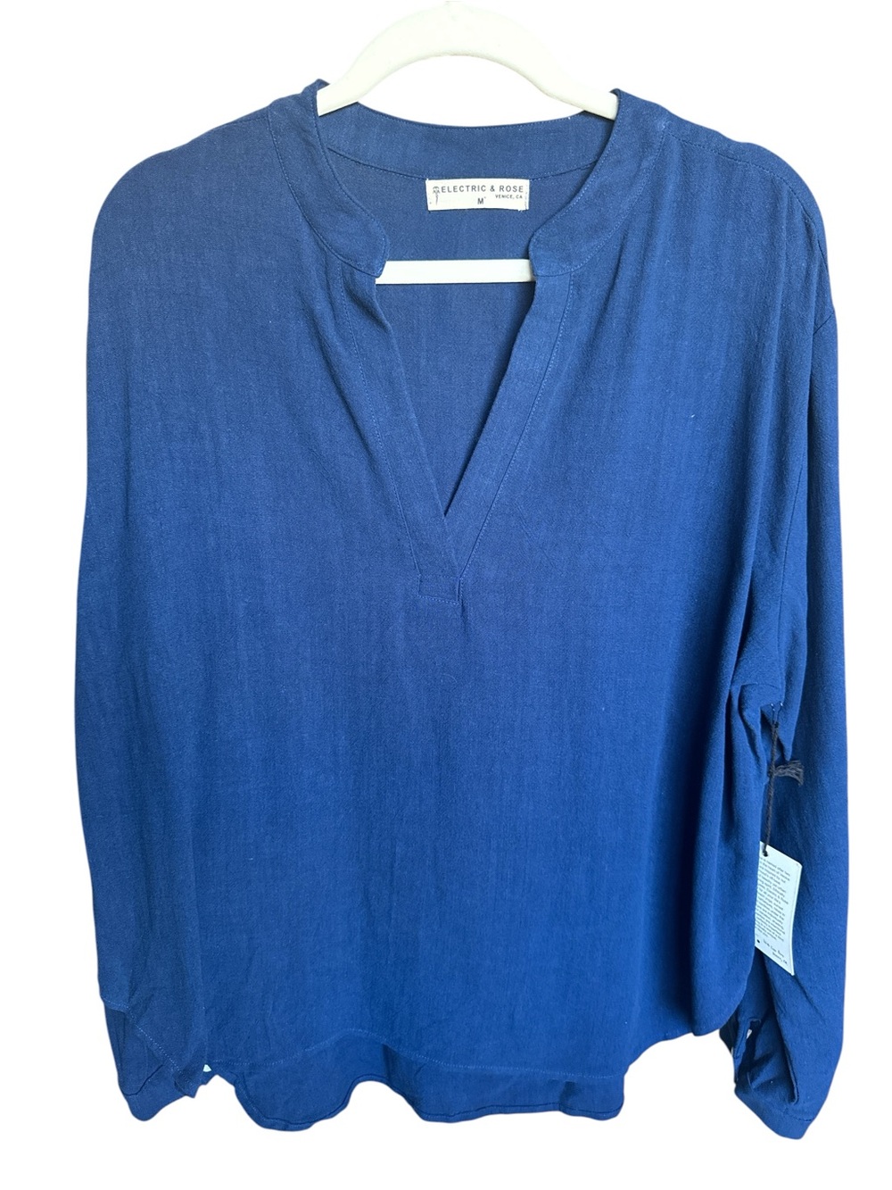 Electric & Rose Indigo Split-Neck Long Sleeve Tunic $168 MSRP New